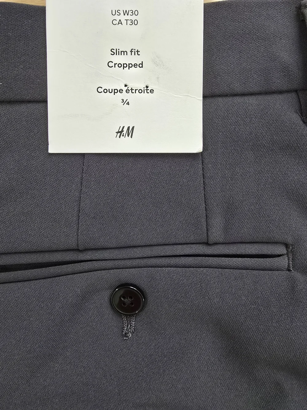H&M Men's‎ Dress Pants Size 30 Gray Slim Fit Cropped Pants